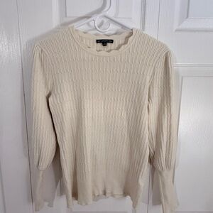 Adrianna Papell Cream Textured Knit Sweater